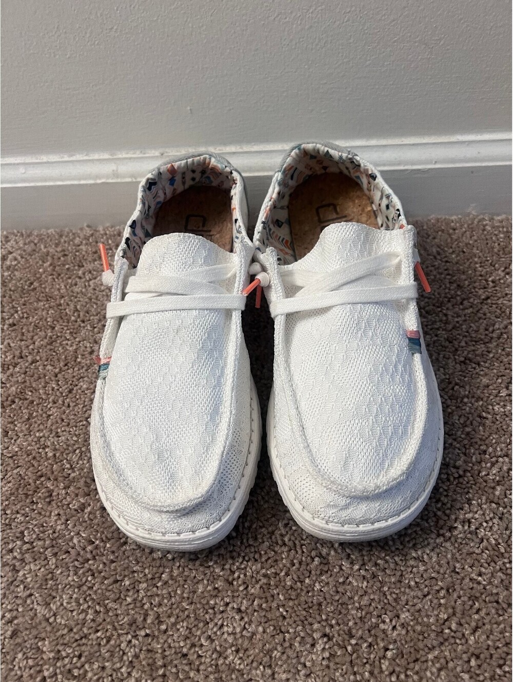 Wendy Boho White Crochet Hey Dude Shoes size 9